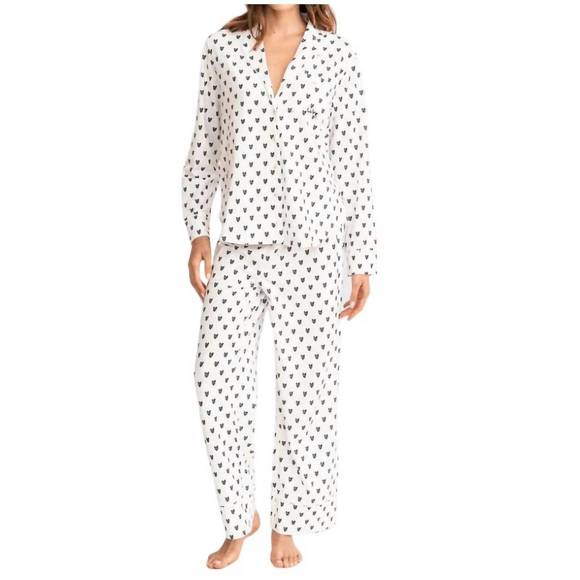 NEW KERRI ROSENTHAL betty pajama set pop heart in oatmilk - Picture 1 of 3